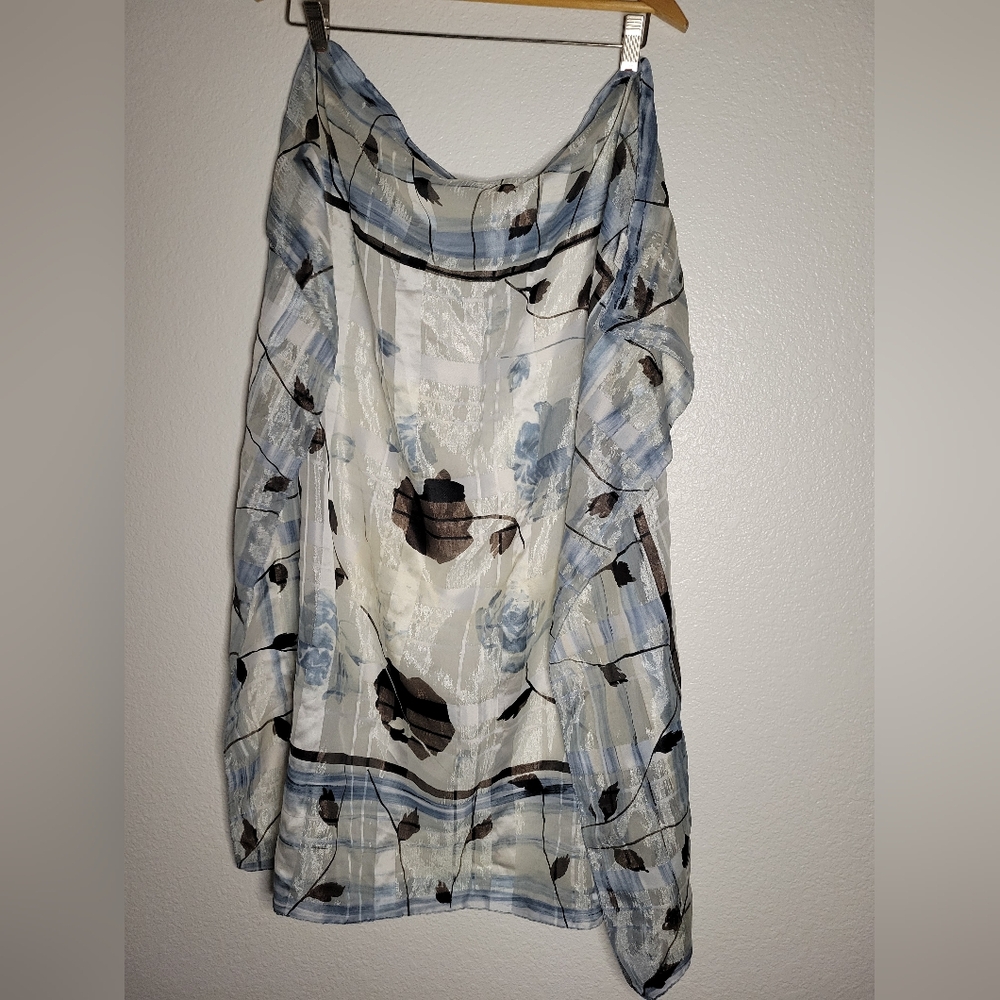 vintage blue floral scarf